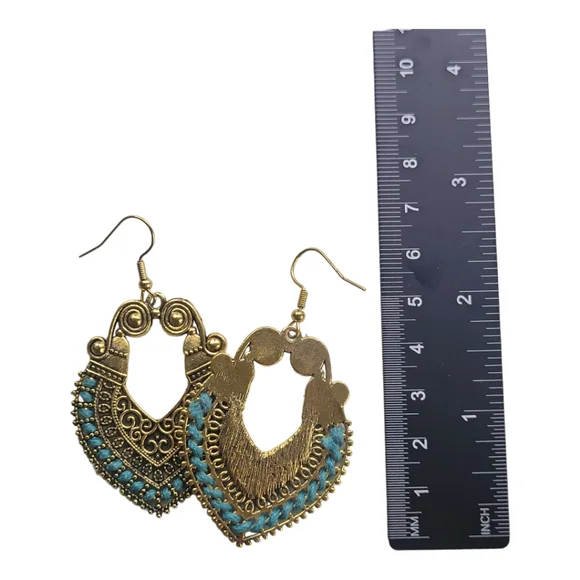 Retro Bohemian Alloy Turquoise Heart Shape Earring - Picture 6 of 6